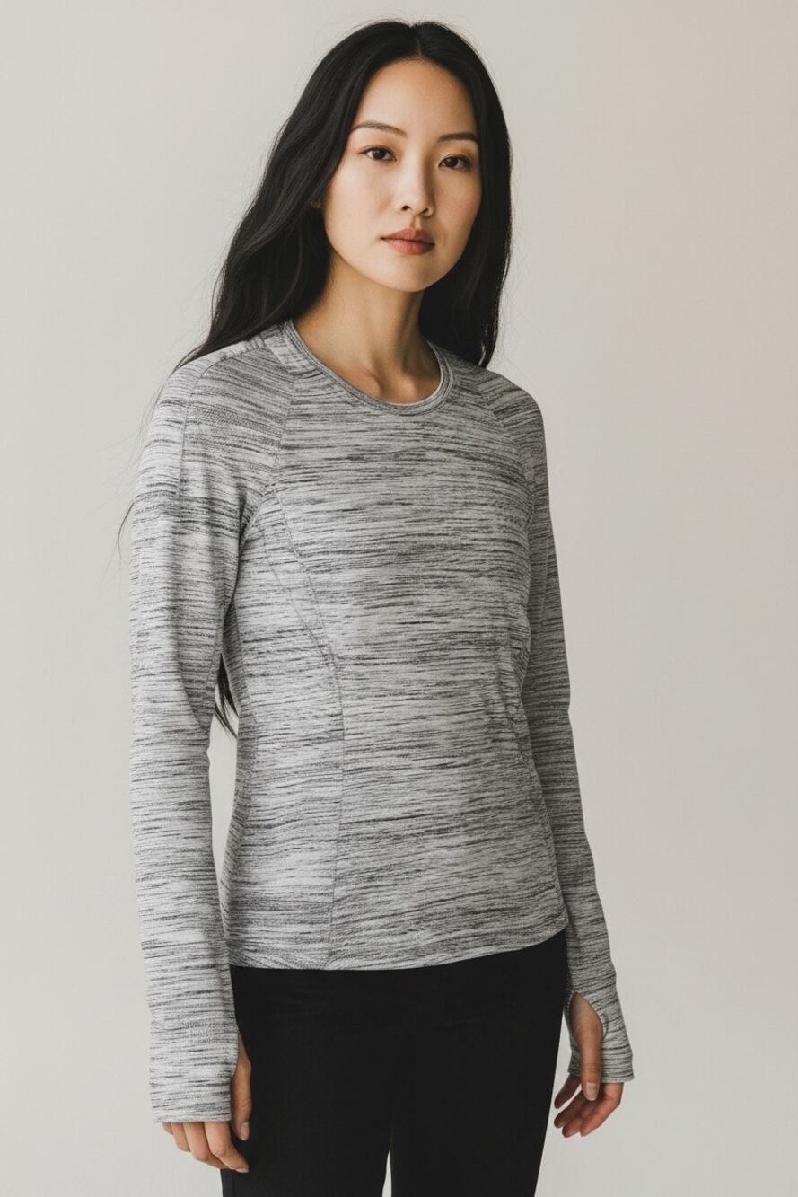 Lululemon Runderful Long Sleeve Space Dye Camo White Silver Spoon Size Small